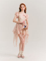 Lychee Water Lilies Puff Dress