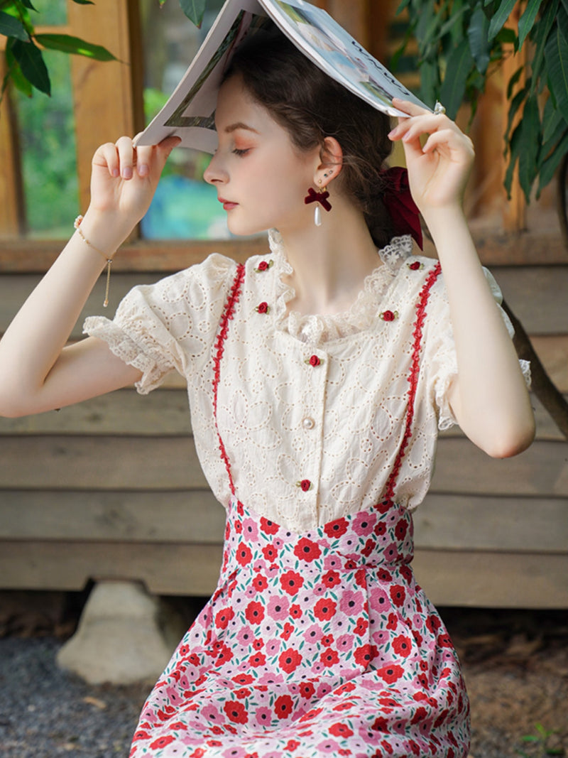 Rose floral Embroidery Blouse