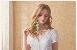 Short Sleeved Lace Ribbon Breast Pad Nightgown