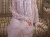 Ice silk long sleeved lace nightgown