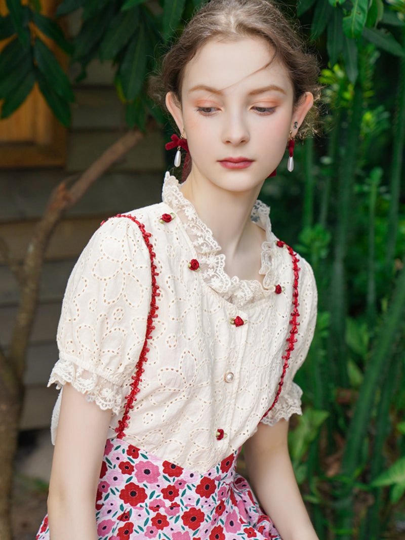 Rose floral Embroidery Blouse