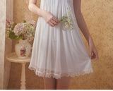 Short Sleeved Lace Ribbon Breast Pad Nightgown