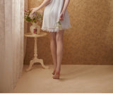 Short Sleeved Lace Ribbon Breast Pad Nightgown